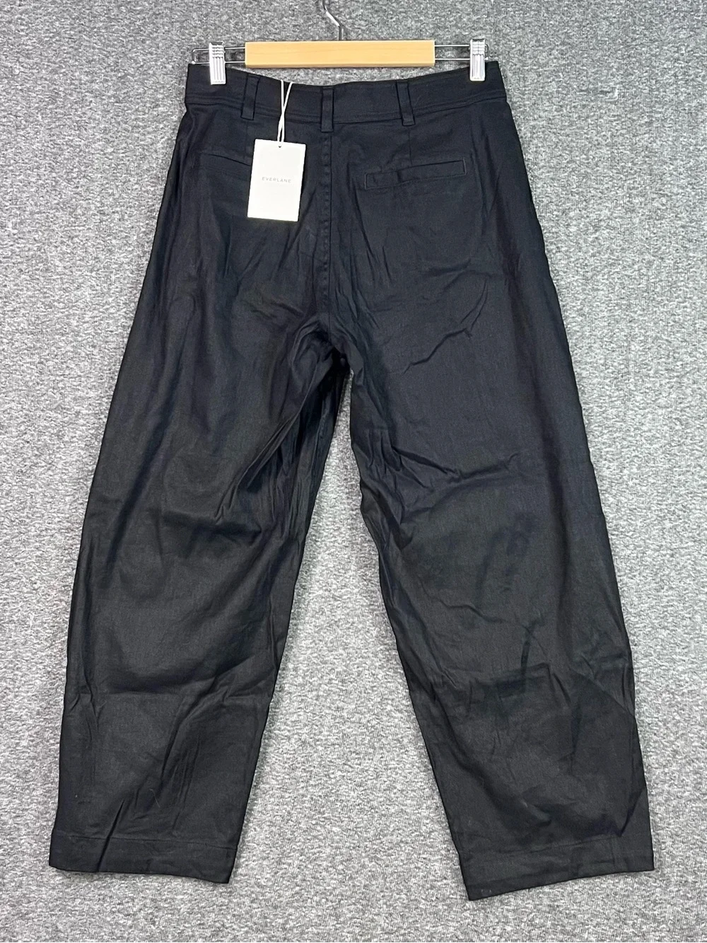 Everlane The Everywhere Pant Stretch Linen Black Barrel Leg Size 4 NWT Pleated